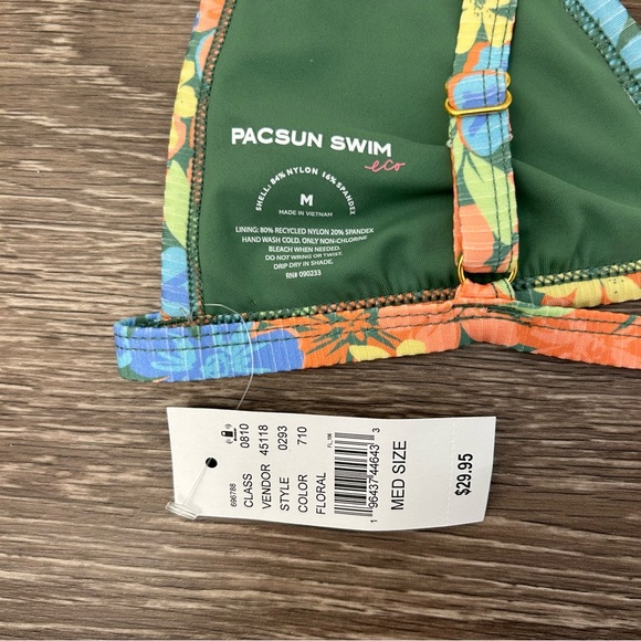 NWT PacSun Swim Floral Chloe Ribbed High Cut Bikini Set, Top Sz M & Bottom Sz L - Picture 5 of 10